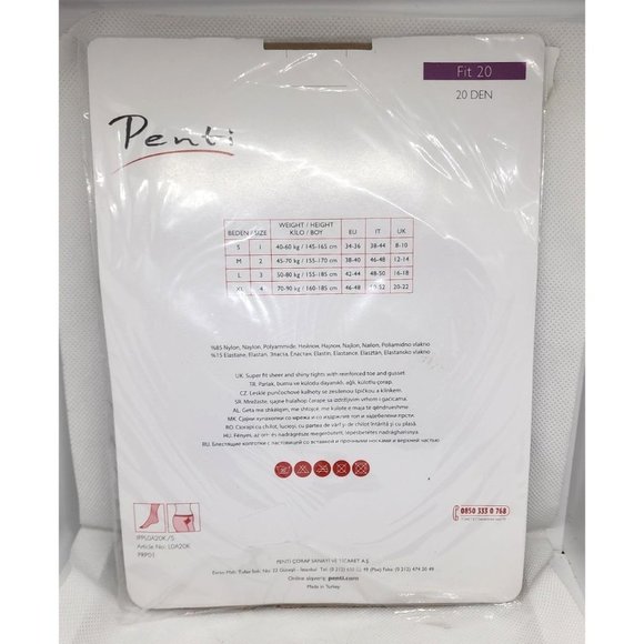 Rare Penti 20 Denier Nude #2 Medium Nylon Tights - Sheer, Shiny, Durable 5728 - Picture 2 of 9